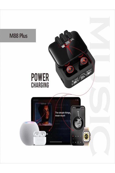 Smart Time&Tech M88Plus BT 5.2 kablosuz kulaklık M88 artı 2 in 1 kulaklık ve powerbank 1200 mah