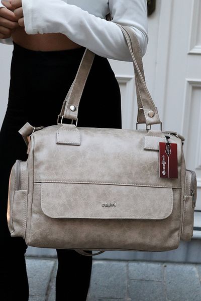 Sellini Beige Multi-Eye Sports Mother Baby Daily Shoulder and Crossbody Bag 458