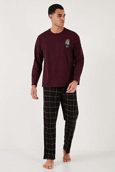 Buratti Σετ πιτζάμες με καρό σχέδιο, κανονική εφαρμογή, ψηλόμεσο, με τσέπες και λαιμόκοψη, ανδρικό σετ πιτζάμες 6574002