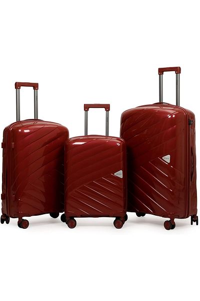 Prince Travelling Prince Hard PP Luggage Expedition With Dual wheels - 20-inch, 24-inch, and 28-inch - Cherry Red