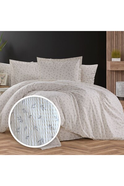 Pucioasa Double crepe bed linen with duvet cover 180x220cm, 100% cotton, Leaves