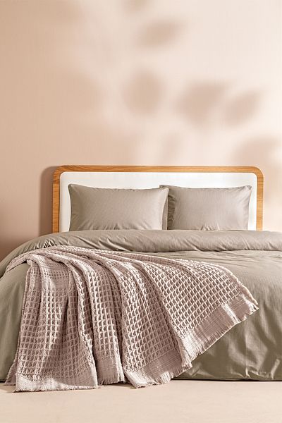 Penelope 100% Cotton Woven Bedspread 240X250 cm Powder - Belinda Series