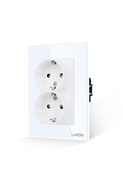 luxion Διπλή Πρίζα με Γυάλινο Πλαίσιο για Απλό Κουτί (Λευκό)
