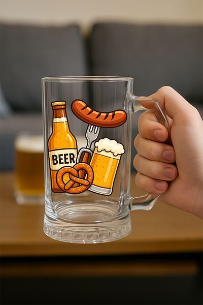 TREND YANKI Printed Beer Glass