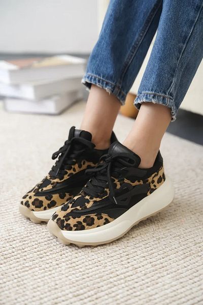 Zerenyus Mark Premium Leopard Suede Lace-Up Sneakers