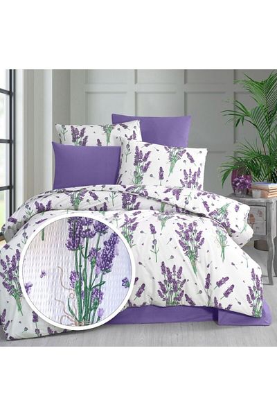 Pucioasa Double crepe bed linen 6 pieces, 100% cotton, Lavender