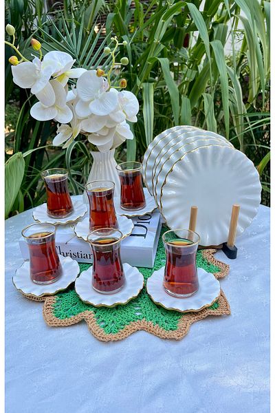 MAMALİZA 18 Piece Gold Gilded Ceramic Breakfast and Tea Set – Stylish Presentation Set