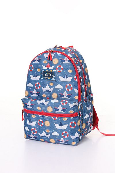 D'VERS Ship Patterned 3-Piece School Bag Set