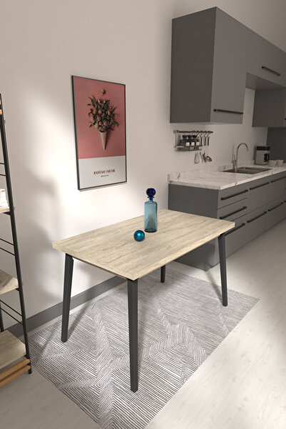 VİLİNZE Avanos Mdf Traverten Sabit Traverten Mutfak Masası - 70x120 cm