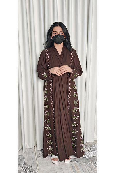 Elegance and beauty Embroidered Indian linen abaya