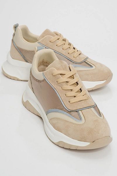 Zerenyus Mark Premium Beige Suede Lace-Up Sports Shoes
