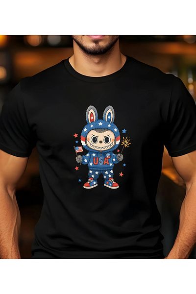 aynewmoda Men's Cartoon Printed Short Sleeve Round Neck T-Shirt