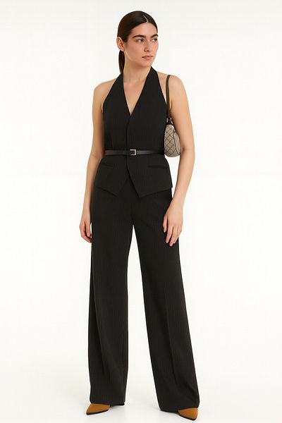 My Blog Black Striped Vest Trousers Suit - 9569