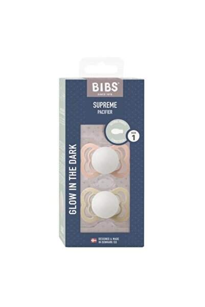 Bibs Set 2 Pacifiers Supreme Phosphorescent GLOW Latex, symmetrical nipple, 0 months+