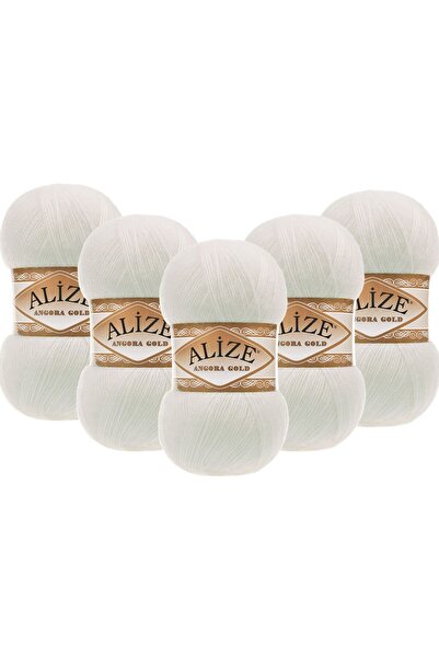 Alize Angora Gold 5 Pack Hand Knitting Yarn 100g X 5 Pieces - Color Code: 62 - Light Cream