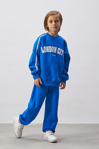 Minipodyum Embroidery Detailed Boy's Top and Bottom Tracksuit Set