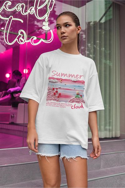 Buka Shops The Little Planet - "Summer Cloud" Literary Design Oversize T-Shirt