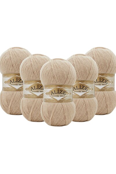 Alize Angora Gold 5 Pack Hand Knitting Yarn 100g X 5 Pieces - Color Code: 524 - Oat Milk