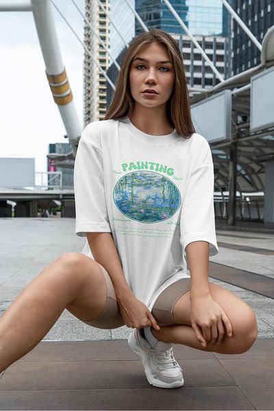 Buka Shops Monet "Water Lilies Painting" Oversize T-Shirt
