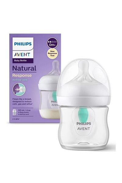 Philips Avent Biberon Philips Avent Response SCY670/01, Anticolic AirFree, 125ml, BPA-Free (White/Transpar