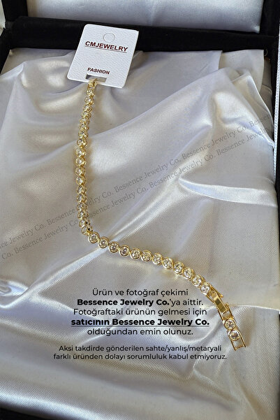 Bessence Jewelry Co Yuvarlak Taşlı 14K Gold VIP Çelik Bileklik