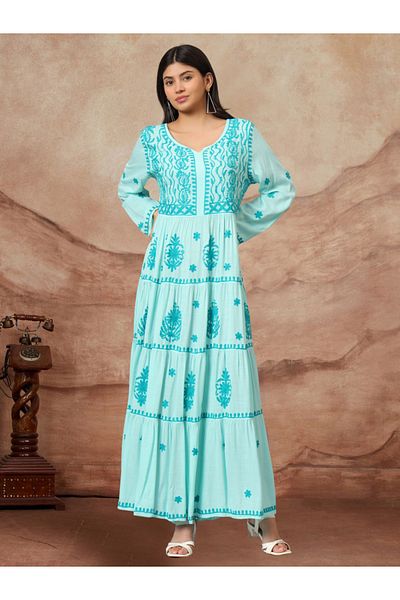 alaya Hand Embroidered Lucknowi Chikankari Rayon Jalabiya-AL3935