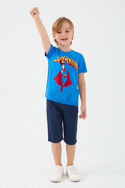 Superman Buildings Blue Boy Capri Suit