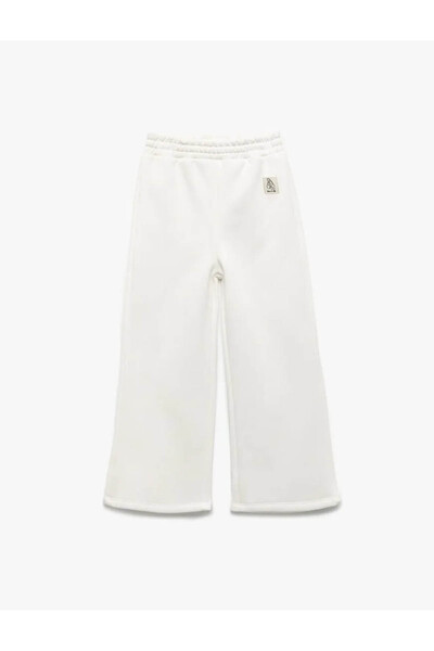Koton Elastic Waist Wide Leg Raised Ecru Baby Girl Sweatpants 6Wmg40036Ak