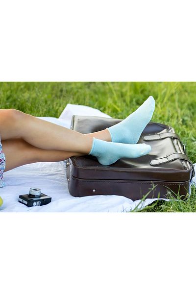 Pirin Hill Linen and cotton socks LINEN SNEAKER SOCKS Light blue
