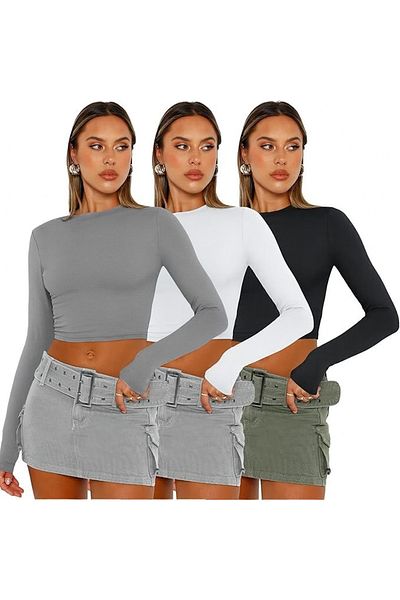 ÖZ PAMUK Essence Cotton Flat Fabric Lycra Crew Neck Blouse