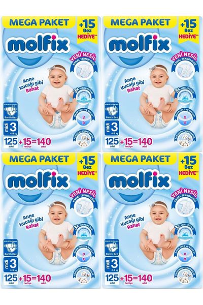 Molfix Baby Diaper Size: 3 (4-9kg) Midi 560 Pieces Mega Advantage Opportunity Pk