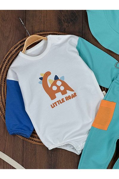 Kids Kingdom Cotton Dinosaur Patterned Long Sleeve 3-Piece Baby Boy Set