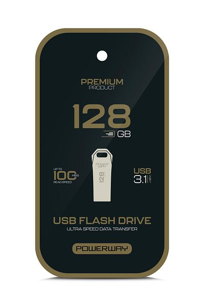POWERWAY Premium 128 Gb USB 3.1 Metal Body Ultra Speed Flash Memory Data Traveler