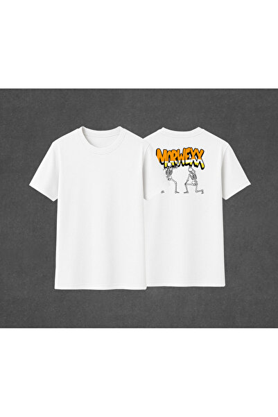morwexx Unisex Skeleton Graffiti Printed Oversize T-Shirt