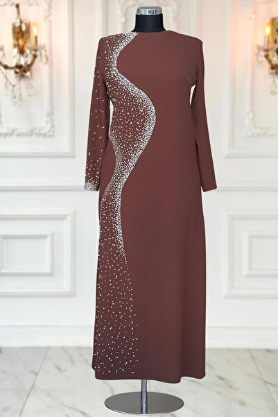 Amine Hüma Didar Tesettür Abiye Kahverengi