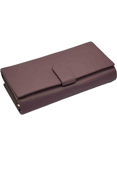 OEM Elegant Women's Wallet Made of Genuine Leather, Purple, 19 x 9 x 3 cm