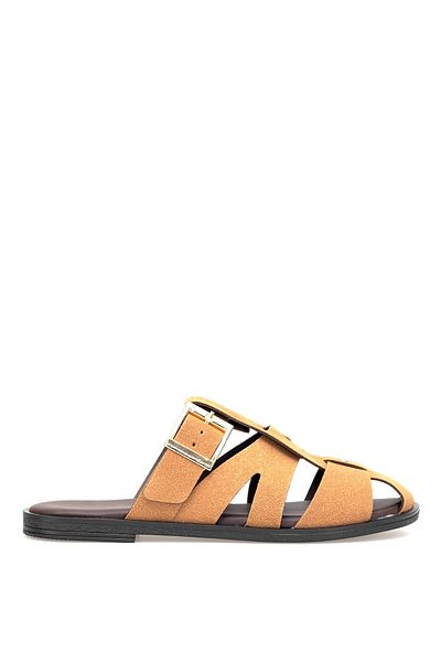 Ayakkabı Fuarı Elite Btss03 Women's Flat Slippers Camel