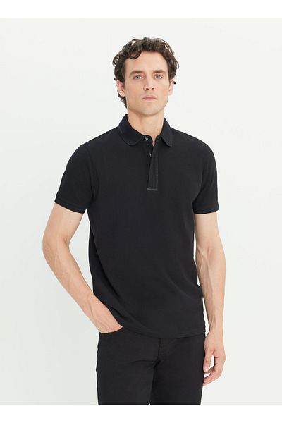 ALTINYILDIZ CLASSICS Black Men's Polo Neck Slim Fit Polo T-Shirt Ace091252012_Syh
