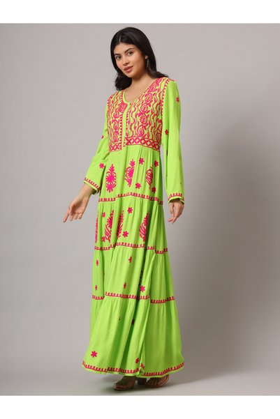alaya Hand Embroidered Lucknowi Chikankari Rayon Jalabiya-AL3935
