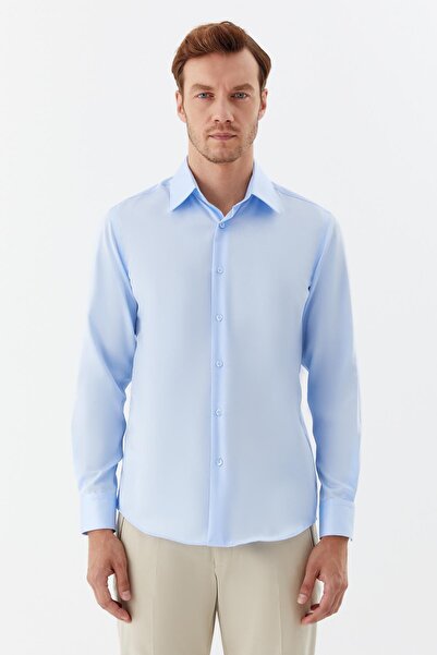 Sabri Özel Sivri Yaka Erkek Gömlek Mavi