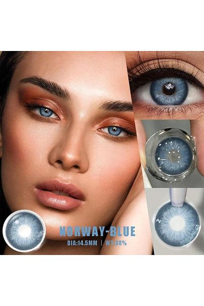 OEM Blue Colored Contact Lenses, Norway, 365 Wears, Cosmetic, No Diopters