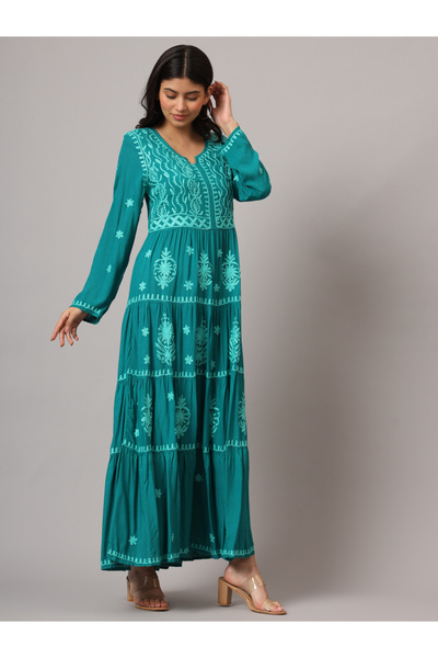 alaya Hand Embroidered Lucknowi Chikankari Rayon Jalabiya-AL3935