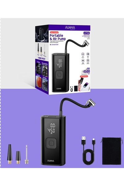 auhma A7744 4500mAh Bataryalı, 150PSI Basınçlı Dijital Göstergeli , Kablosuz ...