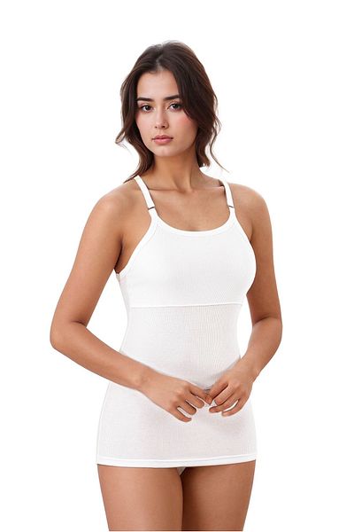 QKK Women's Camisole Modal Cotton Lycra Padded Strap 2-Piece Undershirt Q6K6K5T1Ka