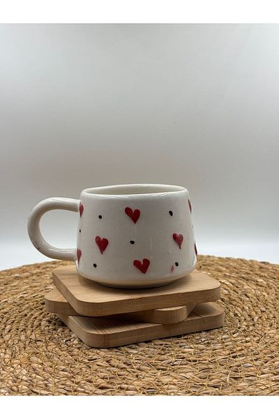 3DreaMaker 2 Pieces Handmade Ceramic Mug with Embossed Pattern