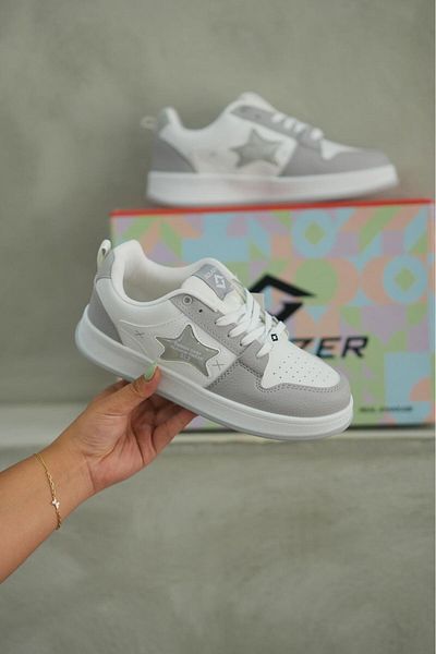 SOLAZER Women's White Gray Sneaker Daily Comfortable Sports Shoes 051