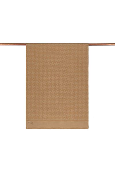 ipekevi Four Seasons Milk Coffee Houndstooth Patterned Monogram Shawl