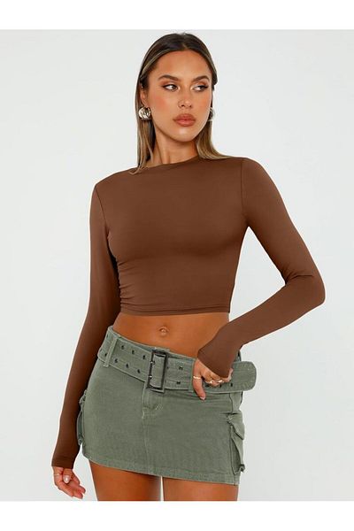 ÖZ PAMUK Essence Cotton Flat Fabric Lycra Crew Neck Blouse