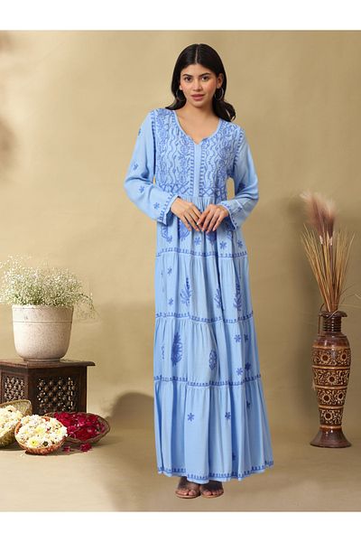 alaya Hand Embroidered Lucknowi Chikankari Rayon Jalabiya-AL3935