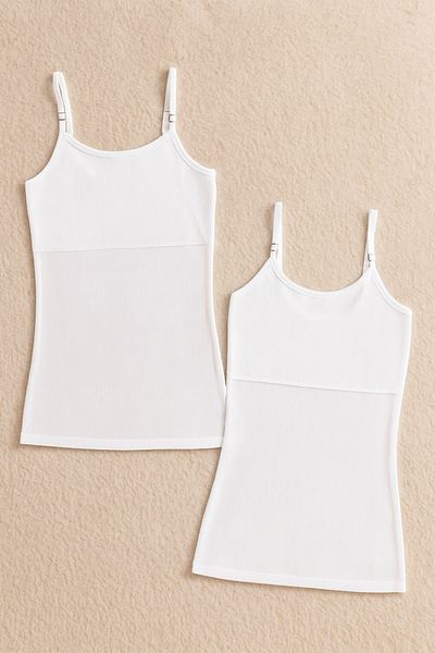 QKK Women's Camisole Modal Cotton Lycra Padded Strap 2-Piece Undershirt Q6K6K5T1Ka